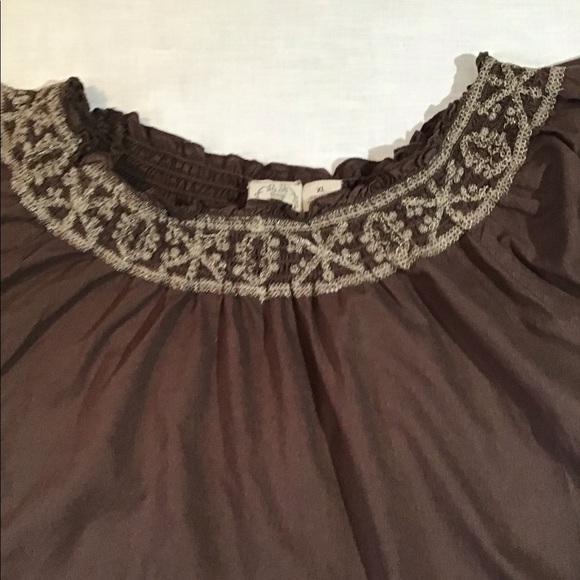 Women’s size XL cap sleeves 100% cotton top / blouse pullover decorative neck - Picture 7 of 10